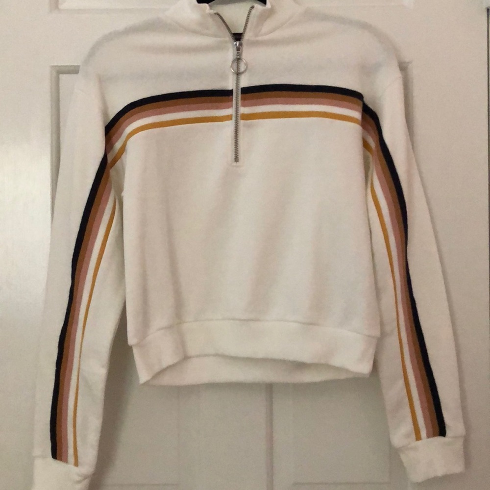striped zip up
